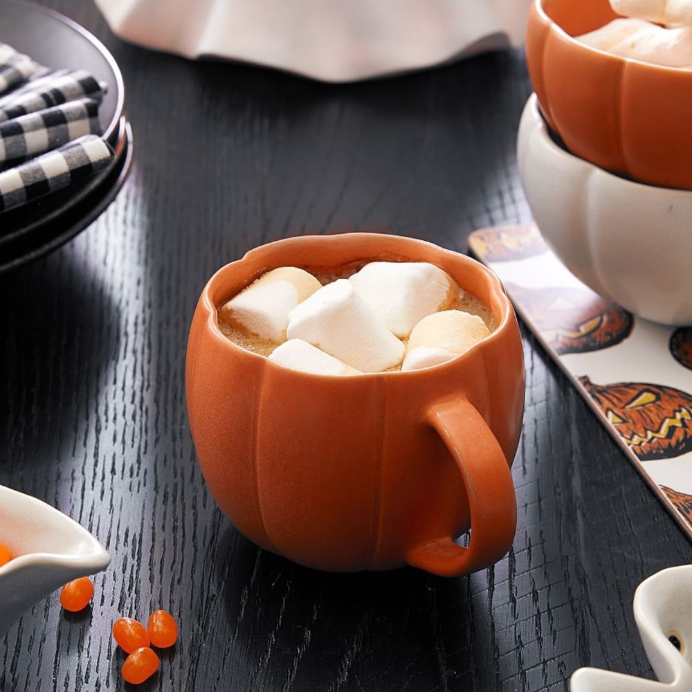 Pottery Barn Pumpkin Mug Stoneware Matte Glaze NEW